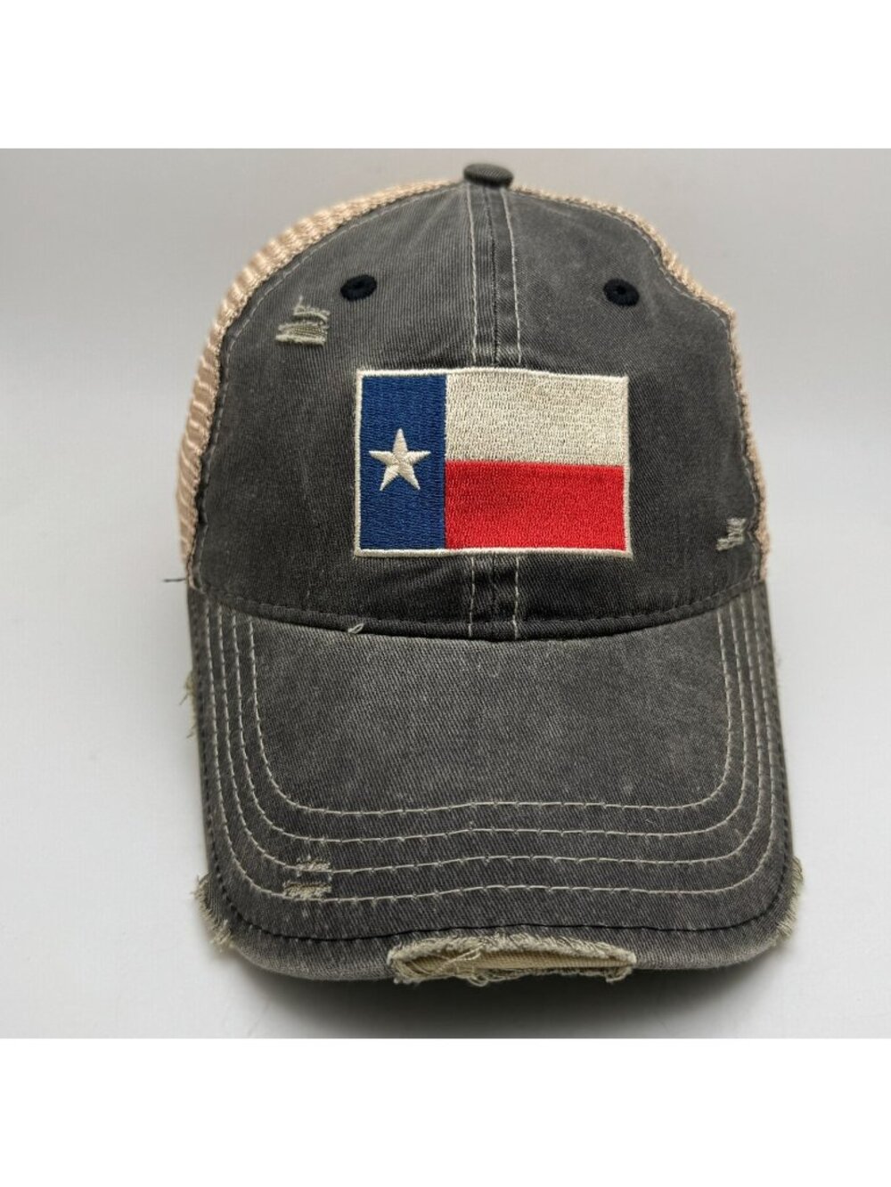 Texas Flag Trucker Hat Cap Adjustable Snapback Gray Mason Jar Label Distressed